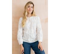Lily & Me Women's Emily Embroidered Cotton Long Sleeve Blouse with Keyhole Neckline in White | Size: 16 Lily & Me White 16