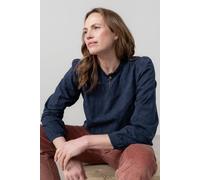 Lily & Me Women's Emily Textured Jacquard Long Sleeve Keyhole Blouse in Navy | Size: 18 Lily & Me Navy 18