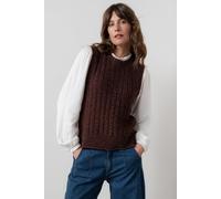 Lily & Me Women's Eva Crew Neck Cotton Rich Knitted Tank Top in Chocolate | Size: 16 Lily & Me Chocolate 16