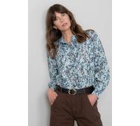 Lily & Me Women's Flora Ditsy Print Long Sleeved Cotton Blouse in Duck Egg Blue | Size: 12 Lily & Me Duck Egg Blue 12