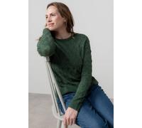 Lily & Me Women's Haresfield Crew Neck Blended yarn Pointelle Knit Jumper in Dark Green | Size: 12 Lily & Me Dark Green 12