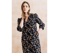 Lily & Me Women's Harvest Knee Length Soft Cotton Pincord Shift Dress with V-neckline in Navy | Size: 12 Lily & Me Navy 12
