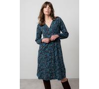 Lily & Me Women's Hazel Crossover Soft Stretch Cotton Jersey Dress with Gathered cuffs in Navy | Size: 14 Lily & Me Navy 14