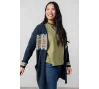 Lily & Me Women's Isle Fair Isle Knitted Longline Cardigan with Large patch pockets in Navy | Size: 8 Lily & Me Navy 8