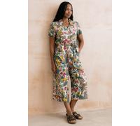 Lily & Me Women's Josie Linen Blend Cropped Jumpsuit in Green | Size: 20 Lily & Me Green 20