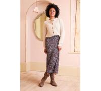 Lily & Me Women's Lauren Floral print Jersey Midi Skirt with Elasticated back waist in Chocolate | Size: 16 Lily & Me Chocolate 16