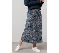 Lily & Me Women's Lauren Floral print Jersey Midi Skirt with Elasticated back waist in Mid Blue | Size: 10 Lily & Me Mid Blue 10