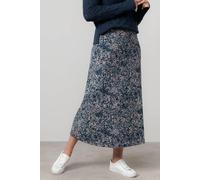 Lily & Me Women's Lauren Floral print Jersey Midi Skirt with Elasticated back waist in Mid Blue | Size: 16 Lily & Me Mid Blue 16
