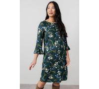 Lily & Me Women's Lotty Fluted Sleeve Woven Viscose Shift Dress with Pull over style in Green | Size: 8 Lily & Me Green 8