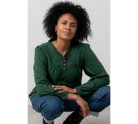 Lily & Me Women's Luna Mandarin collared Cotton Jersey Blouse in Dark Green | Size: 14 Lily & Me Dark Green 14