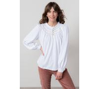 Lily & Me Women's Luna Mandarin collared Cotton Jersey Blouse in White | Size: 20 Lily & Me White 20