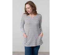 Lily & Me Women's Maple Long Sleeved Striped Jersey Tunic with Notch Neckline in Chocolate | Size: 12 Lily & Me Chocolate 12