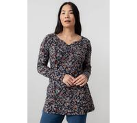 Lily & Me Women's Maple Notch neckline Floral Print Brushed Knit Tunic in Red | Size: 8 Lily & Me Red 8