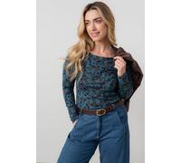 Lily & Me Women's Monica Geometric Print Cotton Jersey Boat neck Top with Long Sleeves in Navy | Size: 10 Lily & Me Navy 10