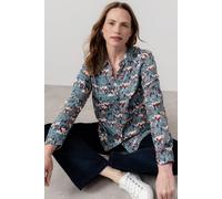 Lily & Me Women's Patsy Geometric Print ™ ™ viscose Long Sleeve Shirt in Mid Blue | Size: 20 Lily & Me Mid Blue 20