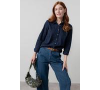 Lily & Me Women's Patsy Textured Jacquard Cotton Blend Long Sleeved Shirt in Navy | Size: 12 Lily & Me Navy 12