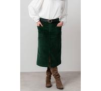 Lily & Me Women's Penrose Stretch Jumbo Cord Midi Length Skirt with Belt loops at waist in Dark Green | Size: 8 Lily & Me Dark Green 8