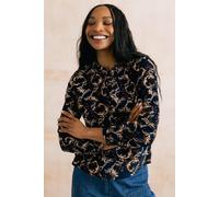 Lily & Me Women's Rachel Foliage Print Soft Cotton Long Sleeve Blouse in Navy | Size: 14 Lily & Me Navy 14