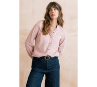 Lily & Me Women's Rachel Frill Cotton Pincord Blouse with Scalloped Mandarin Collar in Pale Pink | Size: 8 Lily & Me Pale Pink 8