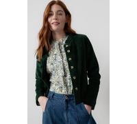 Lily & Me Women's Rene Stretch Jumbo Cord Scalloped collar Jacket in Dark Green | Size: 20 Lily & Me Dark Green 20