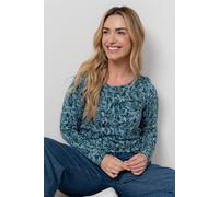 Lily & Me Women's Riverside Round Neck Soft Stretch Cotton Jersey Top in Blue | Size: 8 Lily & Me Blue 8