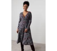 Lily & Me Women's Rosewrap Floral print Crossover Wrap Dress with Empire line at bust in Chocolate | Size: 12 Lily & Me Chocolate 12