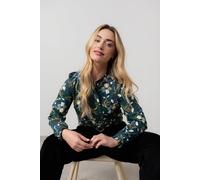 Lily & Me Women's Sage Floral Print Frill Long Sleeve Blouse in Green | Size: 10 Lily & Me Green 10
