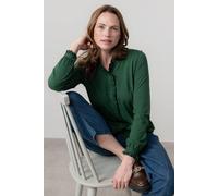 Lily & Me Women's Sage Scalloped neckline Cotton Jersey Blouse in Dark Green | Size: 12 Lily & Me Dark Green 12