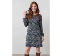 Lily & Me Women's Spruce Boat Neck Viscose Swing Dress with Floral Print in Mid Blue | Size: 10 Lily & Me Mid Blue 10