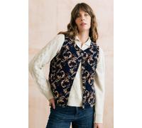 Lily & Me Women's Twilight Foliage Print Soft Cotton Pincord Gilet with Side Pockets in Navy | Size: 10 Lily & Me Navy 10
