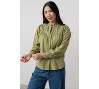 Lily & Me Women's Wayfaring Check Cotton Long Sleeve Blouse in Green | Size: 14 Lily & Me Green 14