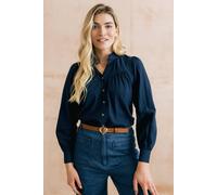 Lily & Me Women's Wayfaring Embroidered Cotton Blouse in Navy | Size: 8 Lily & Me Navy 8