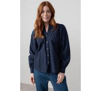 Lily & Me Women's Wayfaring Textured Jacquard Full Button Long Sleeve Blouse in Navy | Size: 12 Lily & Me Navy 12