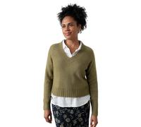 Lily & Me Woodchester V-Neck Boxy Knit Jumper - Moss - Size 10