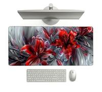 Lily Mouse Pad 900 x 400 x 3 mm Extended Large Mouse Mat, Keyboard Mousemat, Desk Mat Workspace Decor with Anti-Slip Base & Anti-Fray Edges, Waterproof Desk Accessories for Work (Flower) L-x131