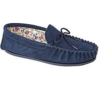 Mokkers Lily Moccasin Slippers Womens | Slip On Shoes | Navy | UK Size 3