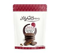 Lily O'Brien's Dark Milk, Caramel and Sea Salt Share bag 100g - Creamy Caramel combined with Dark and Milk chocolate - Premium share bag, ideal for hampers, snack, treat, sharing occasion.