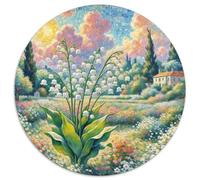 Lily of The Valley 1000 Pieces Jigsaw Puzzles Impossible Hard Difficult Challenging Creative Plant Round Jigsaw Puzzles Color Challenge for Adults & Kids 1000pcs (67.5x67.5cm)