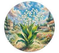 Lily of The Valley 1000 Pieces Jigsaw Puzzles Unique Challenge Games Creative Plant Round Puzzle Challenging & Educational Art for Adults & Kids 1000pcs (67.5x67.5cm)