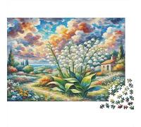 Lily of The Valley 1000 Pieces Premium Cardboard Complete Jigsaw Puzzle Set Adult Beginners Mind Relaxation Gift for Family 70x50cm/1000pcs