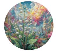 Lily Of The Valley 195 Piece Round Puzzle Flowers Plants Trees Animal Shape Large Format Challenging Puzzle Decorative Finish Home Wall Art Ready Stress Relief Challenging 195 PCS
