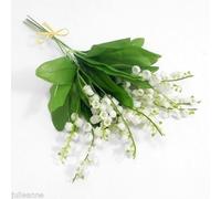 LILY OF THE VALLEY - 6 PLASTIC ARTIFICIAL FLOWERS & FOLIAGE