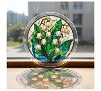 Lily of the Valley Acrylic Puzzles Suncatcher Window Hanging, 7.09" DIY Jigsaw Puzzle Sun Catcher for Adults, Double-Sided UV Printed Acrylic Art, Unique Garden Decor & Birthday Gift for Women Mom