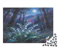 Lily of The Valley Adult Jigsaws Forest Flowers Under Moon 1000 Piece Fun Present & Activity for Home Birthday Gifts 38x26cm/1000pcs