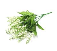 Lily of the Valley Artificial Bridal Bouquet - Faux Green White | Silk Flower Pack for Wedding, Home Cream White Wedding Decoration, Garden Floral Arrangement Centre