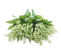 Lily of the Valley Artificial Flowers 4Pcs Lifelike White Lily of the Valley with 7 Branches, 7 Leaves and 21 Heads Long Lasting Plastic Fake Flowers for Wedding, Arrangement