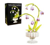 Lily of the Valley Building Set - 668PCS Pink Purple Bell Flowers Mini Bricks Kit with Elegant Pot, Spring Blossom Home Decor, Artificial Flowers Model, Botanical Collection, Gift for Girl, Woman