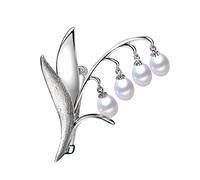 Lily Of The Valley Cultured Freshwater Pearl Brooch, Brass, pearl