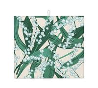 Lily of The Valley, Dish Drying Mat, 18x16 Inch Absorbent Microfiber Quick Dry Machine Washable for Dishes Pots Pans Glassware Coffee Bar Under Rack