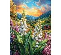 Lily of The Valley Flower Landscape 1000 Piece Count Premium Jigsaw Puzzle For Adults Teens 14+ Concentration Training Indoor Game Family Game Night 1000 PCS